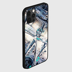 Чехол для iPhone 12 Pro Max Абстрактное жидкое белое и синее стекло, цвет: 3D-черный — фото 2