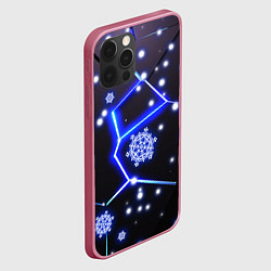 Чехол для iPhone 12 Pro Max Снежинки в неоновом разломе плит, цвет: 3D-малиновый — фото 2