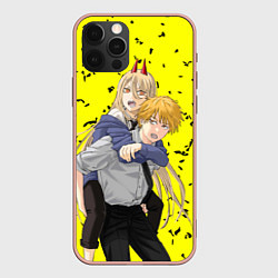 Чехол для iPhone 12 Pro Max Человек бензопила - Дэнджи и Пауэр, цвет: 3D-светло-розовый