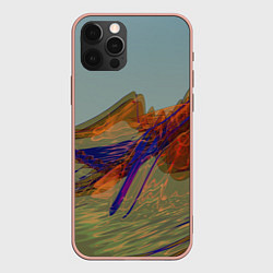 Чехол для iPhone 12 Pro Max Волнообразные разноцветные музыкальные линии, цвет: 3D-светло-розовый