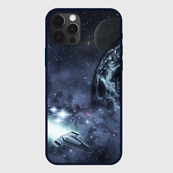 Чехол для iPhone 12 Pro Max Космос, планета и корабль, цвет: 3D-черный