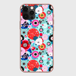 Чехол для iPhone 12 Pro Max Abstract flowers, цвет: 3D-светло-розовый