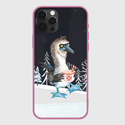 Чехол для iPhone 12 Pro Max Новогодняя птица, цвет: 3D-малиновый