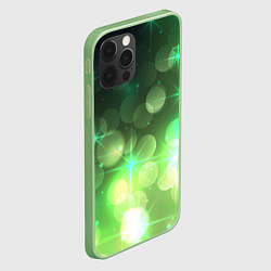 Чехол для iPhone 12 Pro Max Неоновый зеленый блеск и черный фон, цвет: 3D-салатовый — фото 2