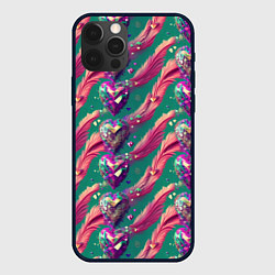 Чехол для iPhone 12 Pro Max Паттерн кристальные сердца, цвет: 3D-черный