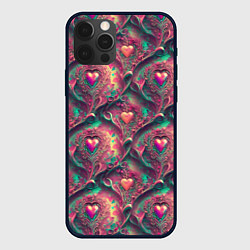 Чехол для iPhone 12 Pro Max Паттерн сердца и узоры, цвет: 3D-черный