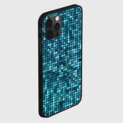 Чехол для iPhone 12 Pro Max Блеск пайеток изумрудных бирюзовых, цвет: 3D-черный — фото 2