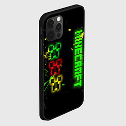 Чехол для iPhone 12 Pro Max Minecraft - неоновые логотипы, цвет: 3D-черный — фото 2