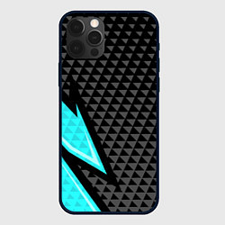 Чехол для iPhone 12 Pro Max Черно-голубая абстракция, цвет: 3D-черный
