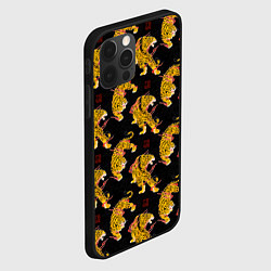 Чехол для iPhone 12 Pro Max Золотые японские тигры, цвет: 3D-черный — фото 2