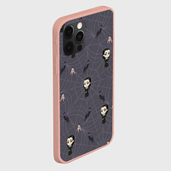Чехол для iPhone 12 Pro Max Уэнсдей, Вещь и вороны - паттерн, цвет: 3D-светло-розовый — фото 2