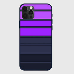 Чехол iPhone 12 Pro Max Полосатый узор в серых и фиолетовых тонах
