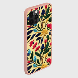 Чехол для iPhone 12 Pro Max Эффект вышивки цветочная поляна, цвет: 3D-светло-розовый — фото 2