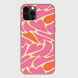 Чехол для iPhone 12 Pro Max Пластичные сердца, цвет: 3D-светло-розовый