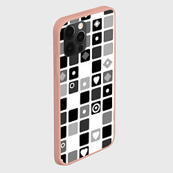 Чехол для iPhone 12 Pro Max Черно-белый узор мозаика, цвет: 3D-светло-розовый — фото 2