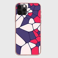 Чехол для iPhone 12 Pro Max Бело-фиолетово-красный паттерн из камней, цвет: 3D-светло-розовый