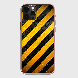 Чехол для iPhone 12 Pro Max Черно-желтая опасность, цвет: 3D-светло-розовый