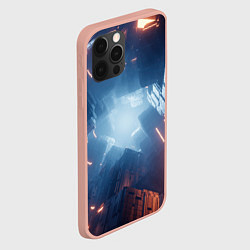 Чехол для iPhone 12 Pro Max Множество неоновых блоков во тьме и туман, цвет: 3D-светло-розовый — фото 2