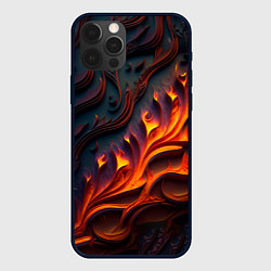 Чехол для iPhone 12 Pro Max Огненный орнамент с языками пламени, цвет: 3D-черный