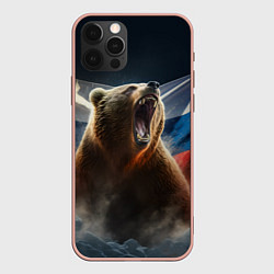 Чехол для iPhone 12 Pro Max Русский медведь патриот, цвет: 3D-светло-розовый