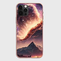 Чехол для iPhone 12 Pro Max Космос и звезды в небе над горами, цвет: 3D-светло-розовый