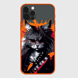 Чехол для iPhone 12 Pro Max Rocker Cat on a gray background - C-Cats collectio, цвет: 3D-красный