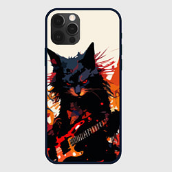 Чехол для iPhone 12 Pro Max Black rocker cat on a light background - C-Cats co, цвет: 3D-черный