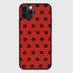 Чехол для iPhone 12 Pro Max Камуфляж божья коровка, цвет: 3D-черный