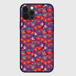 Чехол для iPhone 12 Pro Max Цветочная геометрия, цвет: 3D-черный