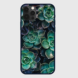Чехол для iPhone 12 Pro Max Паттерн из множество зелёных цветов, цвет: 3D-черный