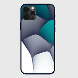 Чехол для iPhone 12 Pro Max Серо-бело-синий каменный паттерн, цвет: 3D-черный