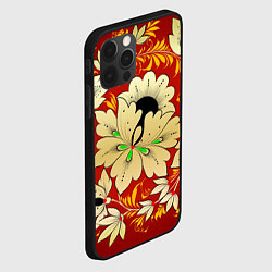 Чехол для iPhone 12 Pro Max Нежный цветок хохлома, цвет: 3D-черный — фото 2