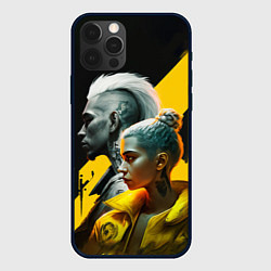 Чехол iPhone 12 Pro Max Девушка и парень в стиле киберпанк