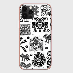 Чехол для iPhone 12 Pro Max Знаки племени Майя, цвет: 3D-светло-розовый