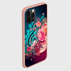 Чехол для iPhone 12 Pro Max Цветы и музыкальная нота, цвет: 3D-светло-розовый — фото 2