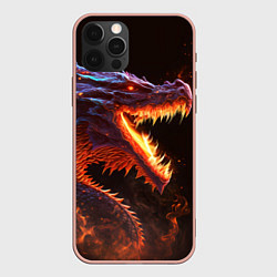Чехол для iPhone 12 Pro Max Огненный дракон, цвет: 3D-светло-розовый
