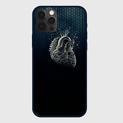 Чехол для iPhone 12 Pro Max Металлическое сердце, цвет: 3D-черный