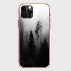 Чехол для iPhone 12 Pro Max Красивый лес и туман, цвет: 3D-светло-розовый