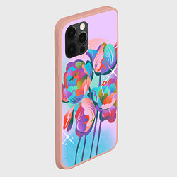 Чехол для iPhone 12 Pro Max Цветы и звезды, цвет: 3D-светло-розовый — фото 2