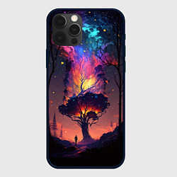 Чехол для iPhone 12 Pro Max Огненное дерево в звездном лесу, цвет: 3D-черный