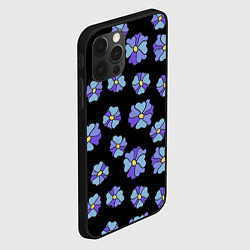 Чехол для iPhone 12 Pro Max Дудл цветы на черном - паттерн, цвет: 3D-черный — фото 2