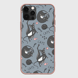 Чехол для iPhone 12 Pro Max Паттерн смешные коты Корниш рекс, цвет: 3D-светло-розовый