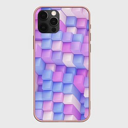 Чехол для iPhone 12 Pro Max Абстрактный кубический паттерн, цвет: 3D-светло-розовый