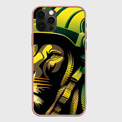 Чехол для iPhone 12 Pro Max Раста Лев в каске, цвет: 3D-светло-розовый