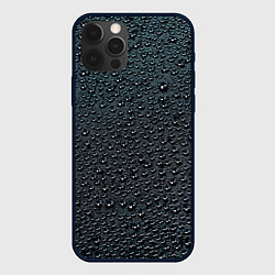 Чехол для iPhone 12 Pro Max Блестящие мокрые капли на темном чёрном фоне, цвет: 3D-черный
