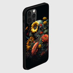 Чехол для iPhone 12 Pro Max Космонавт в цветах, цвет: 3D-черный — фото 2
