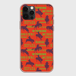 Чехол для iPhone 12 Pro Max Ковбои на лошадях, цвет: 3D-светло-розовый