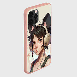 Чехол для iPhone 12 Pro Max Девушка в стиле аниме с ушками, цвет: 3D-светло-розовый — фото 2