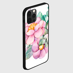 Чехол для iPhone 12 Pro Max Пастельные цветы - посередине, цвет: 3D-черный — фото 2