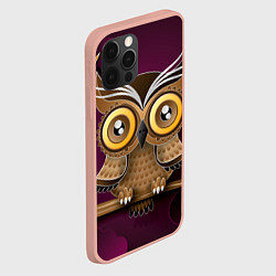 Чехол для iPhone 12 Pro Max Сова на фиолетовом фоне, цвет: 3D-светло-розовый — фото 2